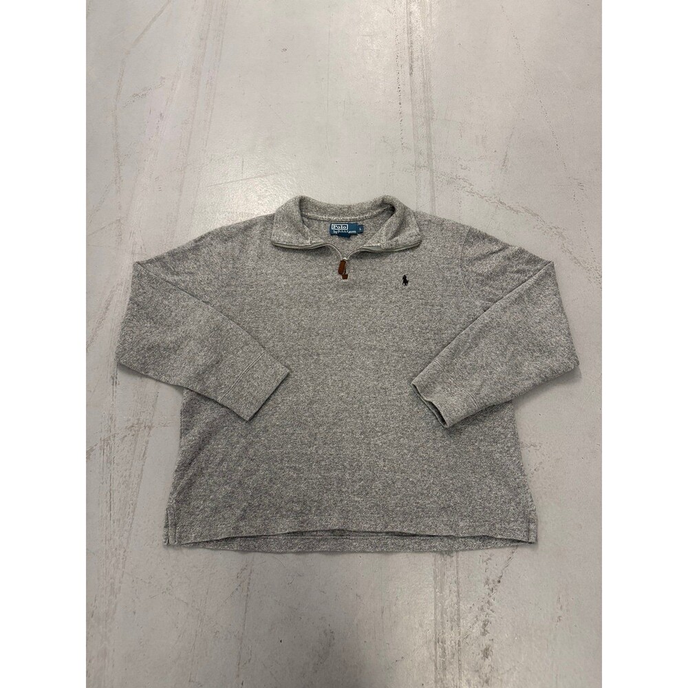 Vintage Polo Ralph Lauren Grey Knit Men’s 1/4 Zip Pullover Size Large